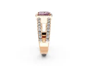 Halo Engagement Ring Setting for Fancy Pink Princess Cut Center with Wide-Open Pave Split Shank and Prong Head in Rose Gold