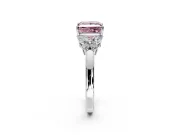Solitaire Engagement Ring Setting for Fancy Pink Princess Cut Center with Marquise Flower Shoulders and Prong Head in Platinum
