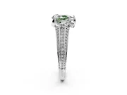 Solitaire Engagement Ring Setting for Fancy Green Pear-Shaped Center with Accented Split Shank and Prong Head in Sterling Silver