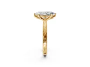 Solitaire Engagement Ring Setting for Marquise Center with Engraved Milgrain Band and Prong Head in Yellow Gold