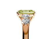 5 Stone Engagement Ring Setting for Fancy Yellow Emerald Cut Center with Equal Close-Set Accents and Prong Head in Rose Gold