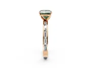 Solitaire Engagement Ring Setting for Fancy Green Princess Cut Center with Channel Baguette Band and Prong Head in Rose Gold