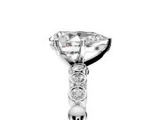 Solitaire Engagement Ring Setting for Pear-Shaped Center with Bezel-Dot Beaded Band and Prong Head in Platinum