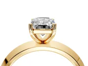 Solitaire Engagement Ring Setting for Emerald Cut Center with Wide Knife Ridge Band and Prong Head in Yellow Gold