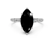 Solitaire Engagement Ring Setting for Fancy Black Marquise Center with Pave Accents and Prong Head in Platinum