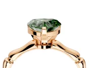 Solitaire Engagement Ring Setting for Fancy Green Heart-Shaped Center with Bamboo Band and Prong Head in Rose Gold