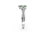 Solitaire Engagement Ring Setting for Fancy Green Pear-Shaped Center with Raised Channel Band and Prong Head in Sterling Silver