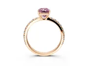 Solitaire Engagement Ring Setting for Fancy Pink Radiant Cut Center with Large Accent Band and Prong Head in Rose Gold