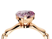 Solitaire Engagement Ring Setting for Fancy Pink Heart-Shaped Center with Bamboo Band and Prong Head in Rose Gold