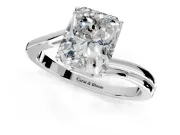 Solitaire Engagement Ring Setting for Radiant Cut Center with Plain Bypass Twist Band and Prong Head in Platinum