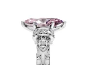 Solitaire Engagement Ring Setting for Fancy Pink Marquise Center with Filigree Band and Prong Head in Sterling Silver