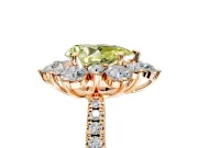 Floral Halo Engagement Ring Setting for Fancy Yellow Pear-Shaped Center with Pave Accents and Prong Head in Rose Gold