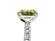 Solitaire Engagement Ring Setting for Fancy Yellow Emerald Cut Center with Shared-Prong Accents and Prong Head in Platinum