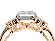 Cluster Engagement Ring Setting for Asscher Cut Center with Bezel Accent Clusters and Prong Head in Rose Gold