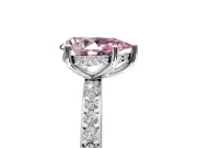 Solitaire Engagement Ring Setting for Fancy Pink Pear-Shaped Center with Fine Pave Band and Prong Head in White Gold