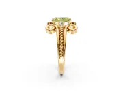 Solitaire Engagement Ring Setting for Fancy Yellow Radiant Cut Center with Twisted Band and Scroll Prong Head in Yellow Gold