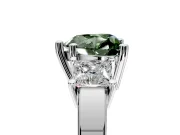 3 Stone Engagement Ring Setting for Fancy Green Heart-Shaped Center with Matching Side Accents and Prong Head in Platinum