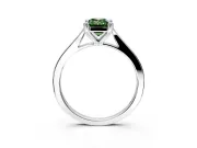 Solitaire Engagement Ring Setting for Fancy Green Emerald Cut Center with Tapered Shoulders and Prong Head in Sterling Silver