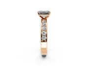 Solitaire Engagement Ring Setting for Emerald Cut Center with Channel-Set Accents and Prong Head in Rose Gold