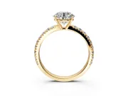 Solitaire Engagement Ring Setting for Round Cut Center with Large Accent Band and Prong Head in Yellow Gold