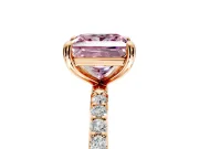 Solitaire Engagement Ring Setting for Fancy Pink Princess Cut Center with Pave Accents and Prong Head in Rose Gold