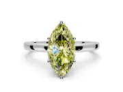 Solitaire Engagement Ring Setting for Fancy Yellow Marquise Center with Plain Band and Tulip Prong Head in White Gold