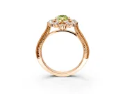 Milgrain Halo Engagement Ring Setting for Fancy Yellow Marquise Center with Bezel Point Accents and Prong Head in Rose Gold