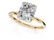Solitaire Engagement Ring Setting for Radiant Cut Center with Plain Band, Open Basket and Prong Head in Yellow Gold