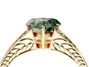 Split Shank Engagement Ring Setting for Fancy Green Heart-Shaped Center with Pave Split Shank and Prong Head in Yellow Gold