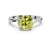 Solitaire Engagement Ring Setting for Fancy Yellow Round Cut Center with Plain Bypass Twist Band and Prong Head in White Gold