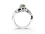 Halo Engagement Ring Setting for Fancy Green Pear-Shaped Center with Marquise and Pave Bypass Band and Prong Head in Sterling Silver