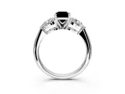 3 Stone Engagement Ring Setting for Fancy Black Emerald Cut Center with Large Pear-Shaped Accents and Prong Head in Platinum