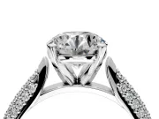 Solitaire Engagement Ring Setting for Round Cut Center with Multi-Row Accents and Prong Head in Platinum