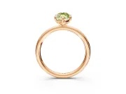 Low-Set Solitaire Engagement Ring Setting for Fancy Yellow Oval Center with Thin Plain Band and Prong Head in Rose Gold