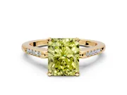Solitaire Engagement Ring Setting for Fancy Yellow Radiant Cut Center with Channel Accents and Prong Head in Yellow Gold