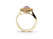 Cluster Halo Engagement Ring Setting for Fancy Pink Marquise Center with Milgrain Bezel Accents and Prong Head in Yellow Gold