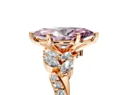 Solitaire Engagement Ring Setting for Fancy Pink Marquise Center with Marquise Accent Twist Band and Prong Head in Rose Gold