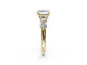 5 Stone Engagement Ring Setting for Asscher Cut Center with Graduated Accents and Prong Head in Yellow Gold