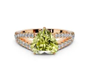 Solitaire Engagement Ring Setting for Fancy Yellow Heart-Shaped Center with Pave Split Shank and Prong Head in Rose Gold