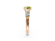 5 Stone Engagement Ring Setting for Fancy Yellow Round Cut Center with Graduated Accents and Prong Head in Rose Gold