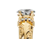 Solitaire Engagement Ring Setting for Oval Center with Filigree Accent Basket and Prong Head in Yellow Gold