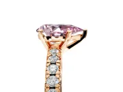 Solitaire Engagement Ring Setting for Fancy Pink Pear-Shaped Center with Large Accents and Prong Head in Rose Gold