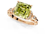 Solitaire Engagement Ring Setting for Fancy Yellow Asscher Cut Center with Filigree Band and Prong Head in Rose Gold