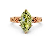 Solitaire Engagement Ring Setting for Fancy Yellow Marquise Center with XO Engraved Band and Prong Head in Rose Gold