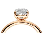 Low-Set Solitaire Engagement Ring Setting for Cushion Cut Center with Thin Plain Band and Prong Head in Rose Gold