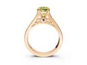 Solitaire Engagement Ring Setting for Fancy Yellow Cushion Cut Center with Channel Band and Double Claw Prong Head in Rose Gold