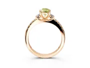 Paired Accent Engagement Ring Setting for Fancy Yellow Pear-Shaped Center with Pave Band and Prong Head in Rose Gold