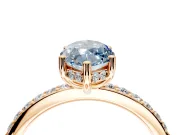 Solitaire Engagement Ring Setting for Fancy Blue Marquise Center with Fine Pave Band and Prong Head in Rose Gold
