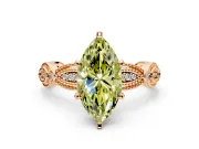 Solitaire Engagement Ring Setting for Fancy Yellow Marquise Center with Marquise Panel Band and Prong Head in Rose Gold