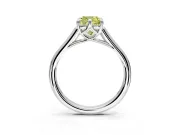 Solitaire Engagement Ring Setting for Fancy Yellow Cushion Cut Center with Cathedral Band and Prong Head in Platinum